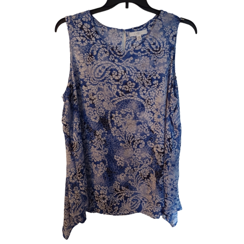 Fever Double Layered Semi Sheer Blue Top Size XL